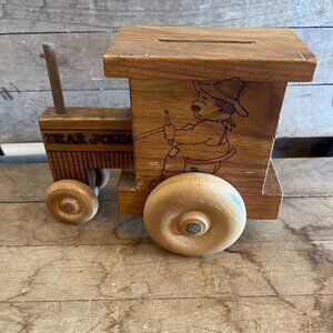 Vintage Toystalgia 1979 Golden Valley, MN 55427 Wood Dear John Coin Bank